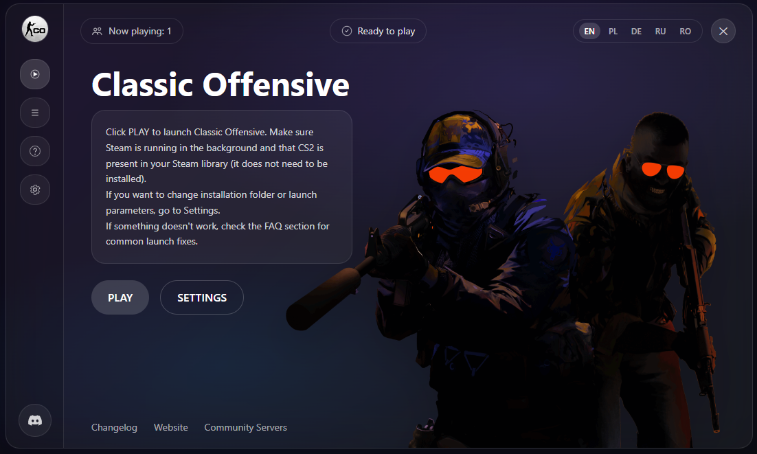 Launcher - Play screen